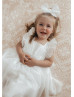 Flutter Sleeves Ivory Cotton Tulle Gorgeous Flower Girl Dress